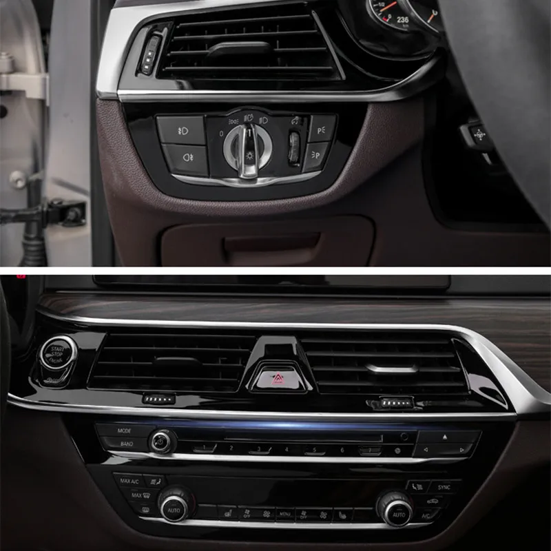 

ABS 2pcs Car Center Console Air Conditioning Outlet Trim Strips For BMW 5 Series G30 G38 2018 LHD Interior Decoration Decals
