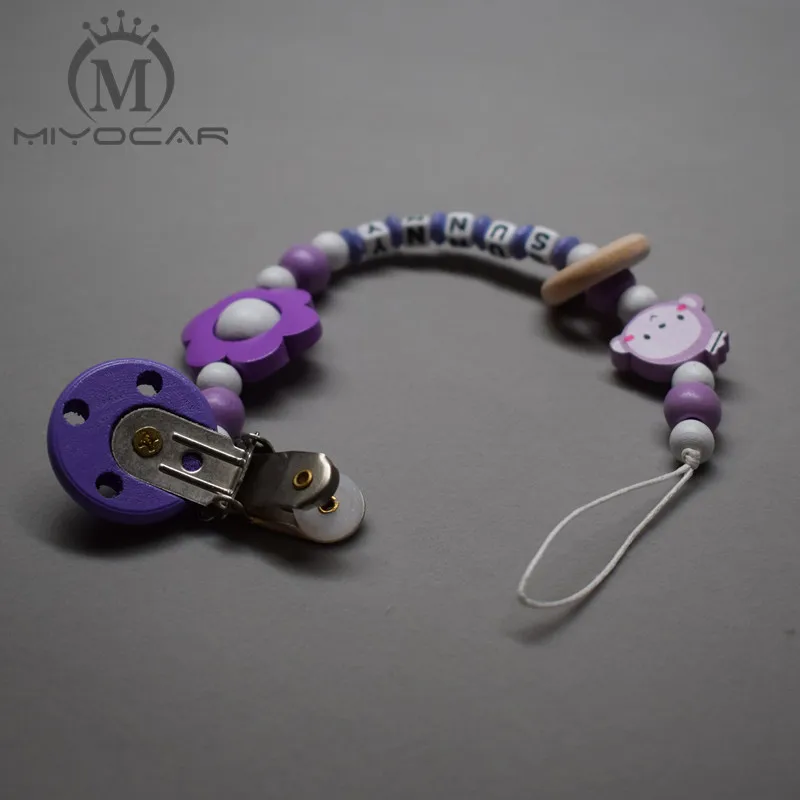 MIYOCAR персонализированные все имени милые фиолетовые деревянные бусины с цветами