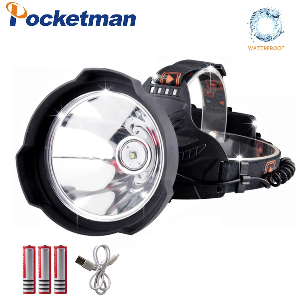 Package B Pocketman светодиодный налобный фонарь 5000 люмен, головной светильник с зарядкой от USB, супер яркий светодиодный светильник Hardhat, жесткий Головной фонарь, мощное использование - Испускаемый цвет: Package B