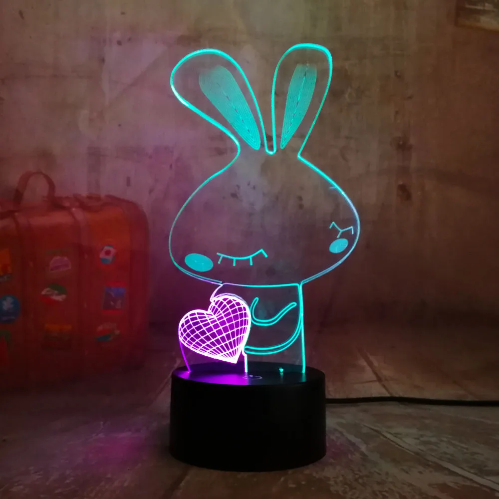 Новинка светодиодная настольная лампа милый кролик акриловый смешанный двойной