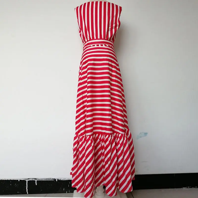 Женское Полосатое платье без рукавов размера плюс 3XL Элегантное Длинное