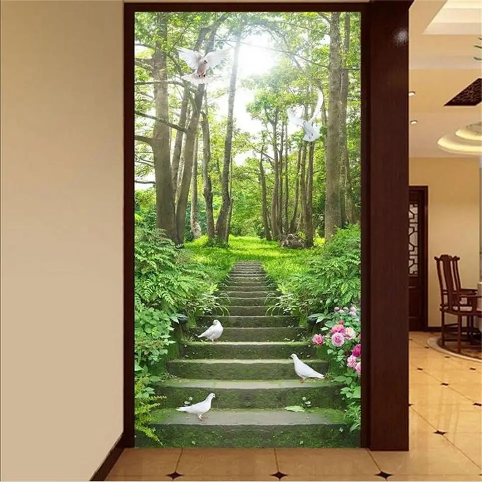 3d обои по индивидуальному размеру фотообои для гостиной крыльца Лесной путь