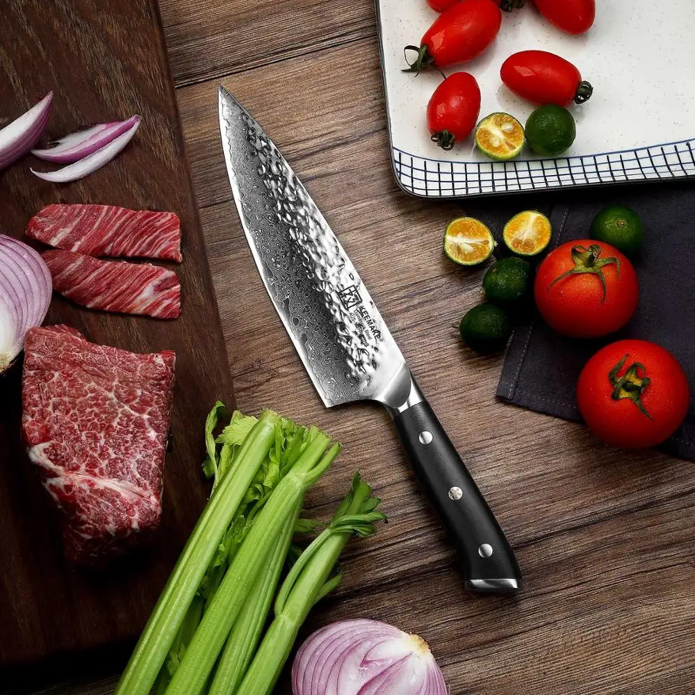Новинка 2018 8 дюймовый шеф нож KEEMAKE дамасское зеркальное лезвие из стали кухонные