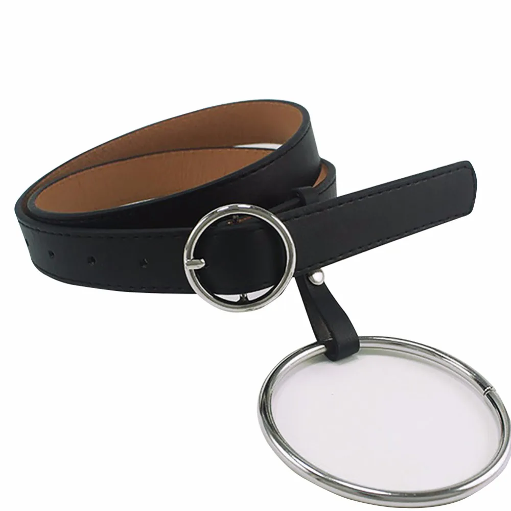 Для женщин унисекс дизайнер преувеличены круглый металлический ремни с кольцом