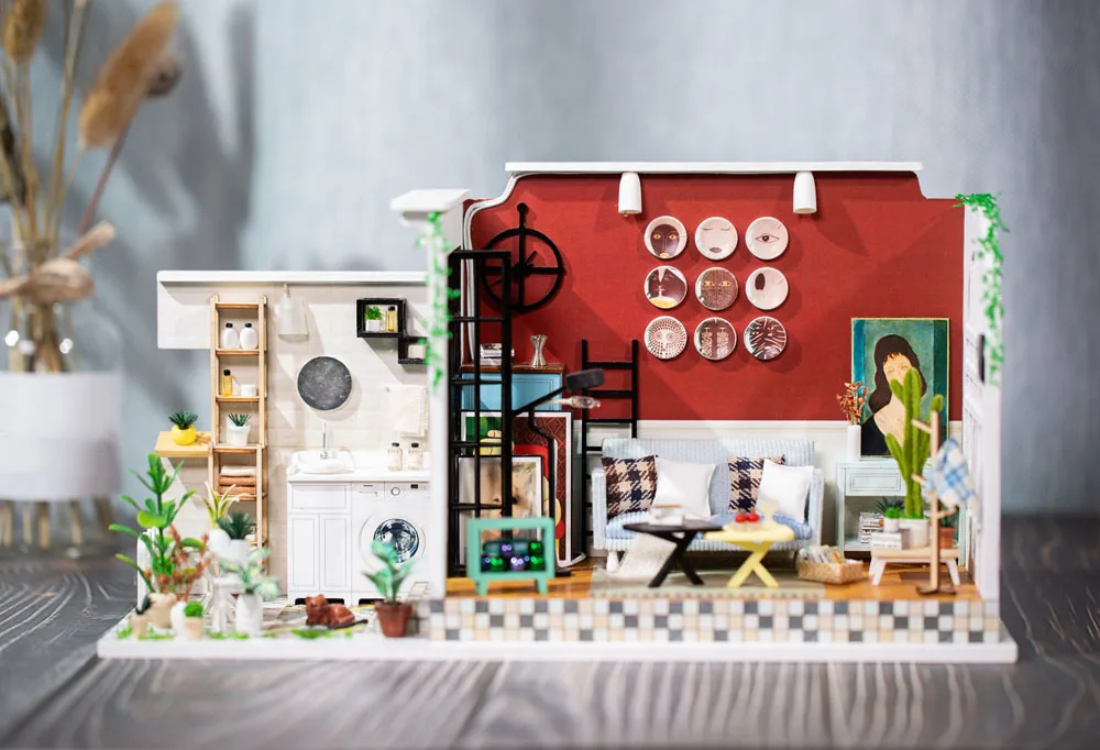 Сборный Diy кукольный домик Miniaturas 3d Деревянный кукольный дом мебель миниатюрный кукольный домик наборы паззл игрушки для детей подарок на день рождения