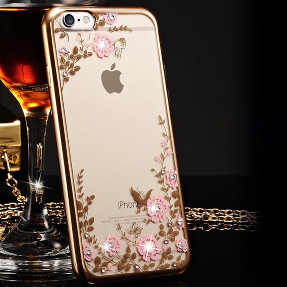 ELETEIL Transparent Flower Fashion Mobile Phone Case for iphone 7 case 6s 6plus 8plus Cover X 5 5E E30 |