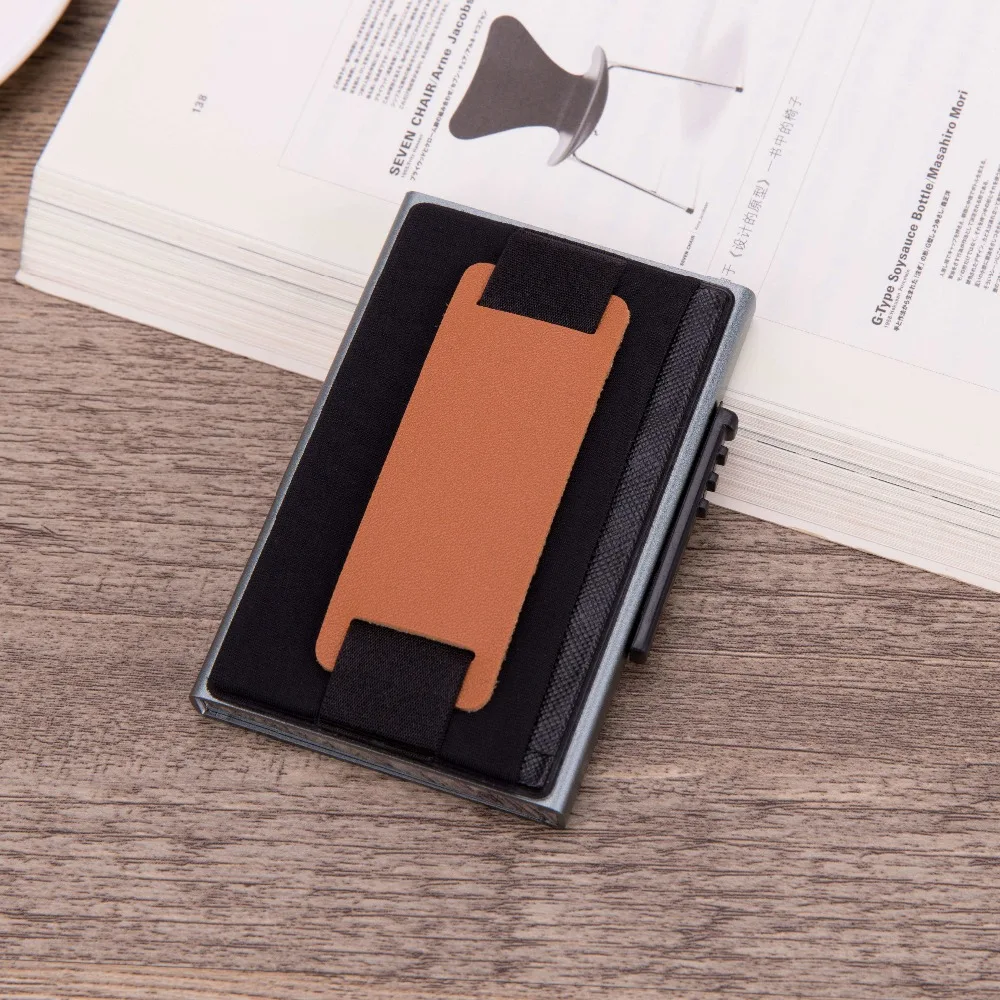 Бизнес Алюминиевый футляр для карт мужской модный RFID кошелек всплывающий парча продукт держатель карт высокое качество путешествия бандаж RFID чехол