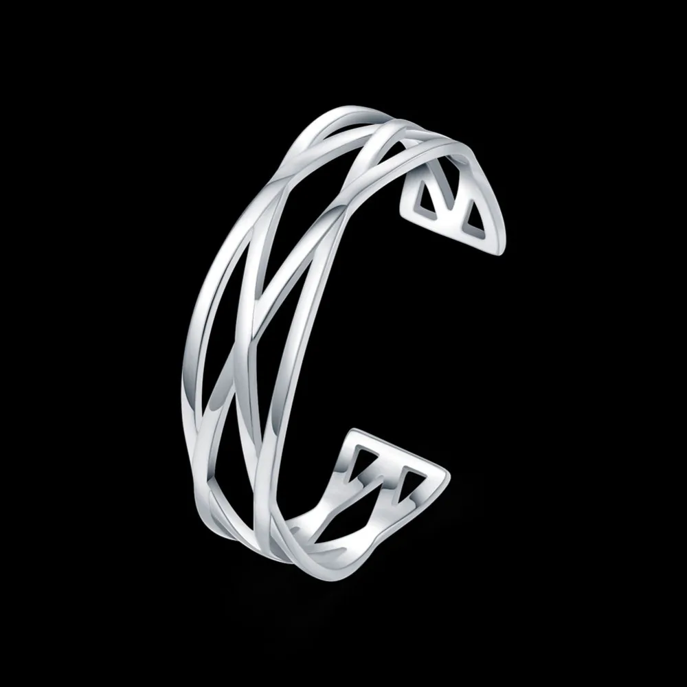 925 Стерлинговое серебро ювелирные изделия широкий крест Рыба Открытый жесткий