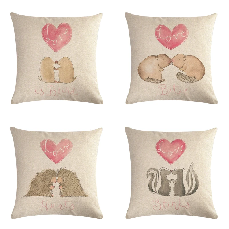 

45*45cm Animal Lover Pattern Cotton Linen Throw Pillow Cushion Cover Home Decoration Sofa Bed Decor Decorative Pillowcase