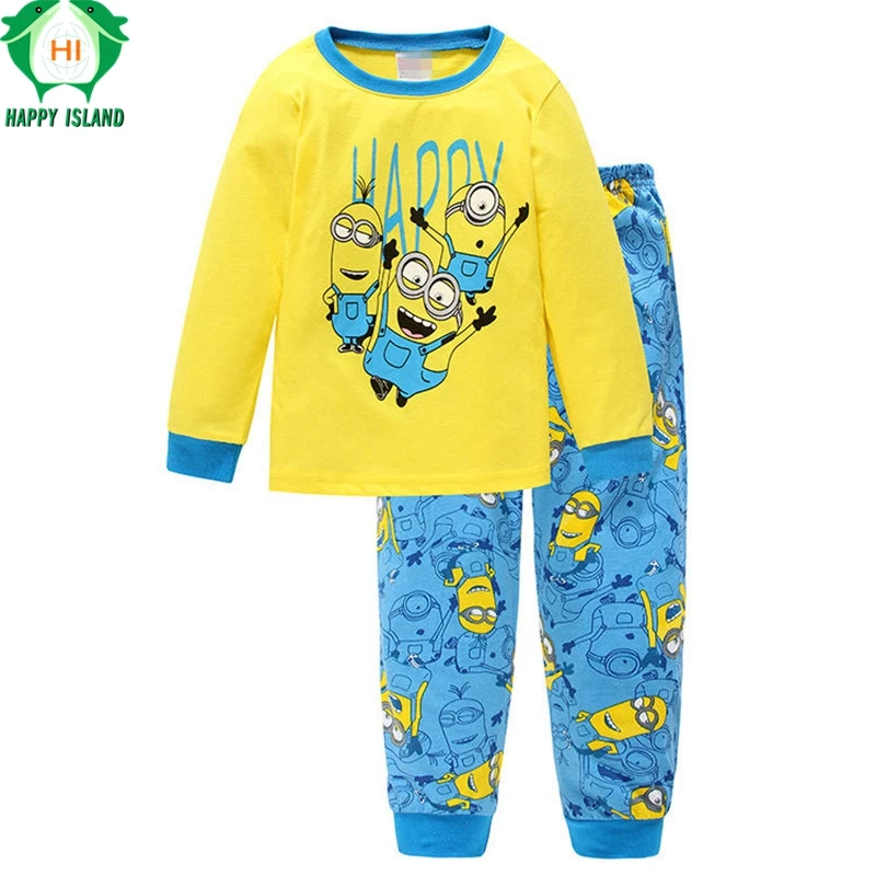 Lovely Spring Children Boy Kid Clothing Sets Minion Suits 2pcs Top+Pants Sleepwear Long Sleeve Movie Cartoon Pajamas Home Wear | Детская