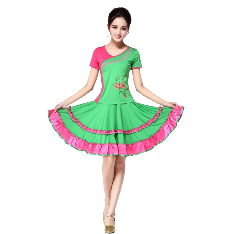 Женские Квадратные танцевальные костюмы Новинка лета 2020 женские с вышивкой и