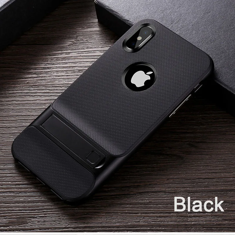 Черный CAPSSICUM чехол с подставкой для iPhone X Xs XR Xs Max чехол s PC чехол с подставкой для iPhone X XR Xs Max - Цвет: Черный