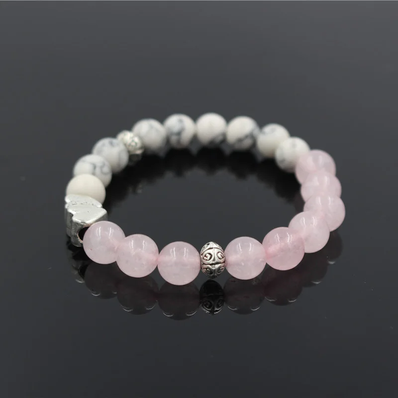 Талисман Двойное сердце девушка дизайн Howlite и розовый кварц каменная бусина