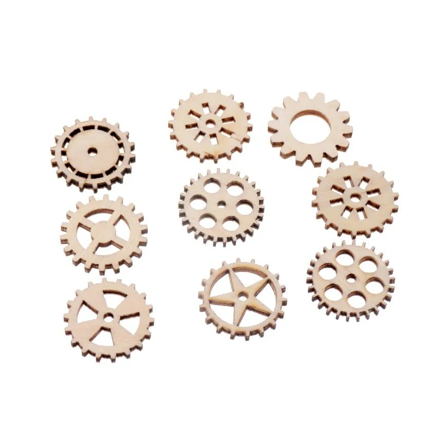 Best Quality 50Pcs Flatback Wood Craft Decoration Promotions Scrapbooking Embellishments gearwheel Styles Pendants | Дом и сад