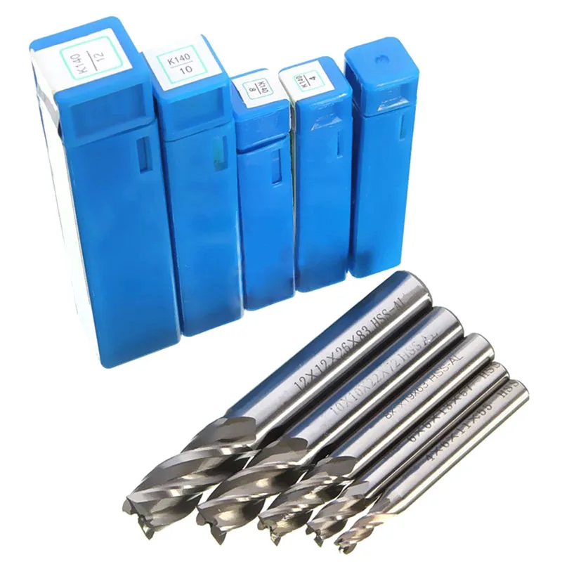 

5Pcs/Set 4-12mm HSS CNC Carbide Straight Shank 4 Flute End Mill Cutter Drill Bit HVR88
