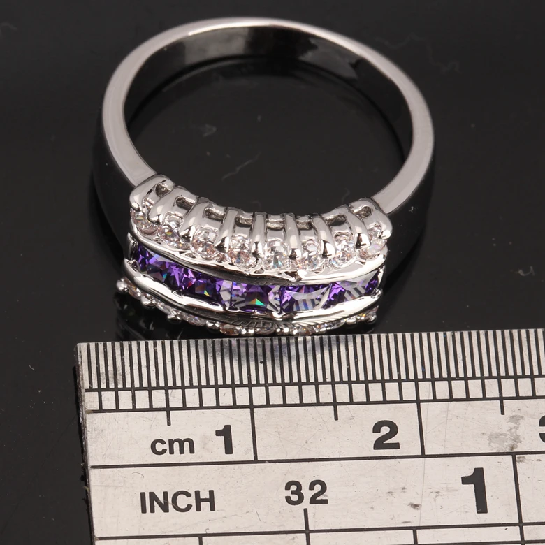 Terrific Purple Zircon White 925 Sterling Silver For Women Ring Size 6 / 7 8 9 K0718 | Украшения и аксессуары
