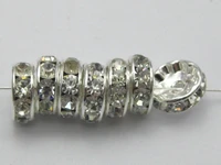 20 silver colour clear rhinestone rondelle spacers beads 10mm
