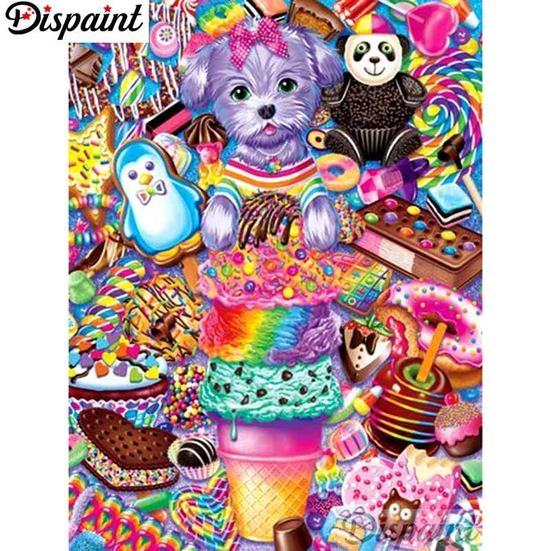 

Dispaint Full Square/Round Drill 5D DIY Diamond Painting "Ice cream bear scenery" Embroidery Cross Stitch Home Decor Gift A12459