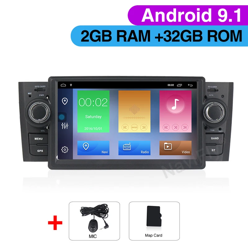 Car dvd Новинка! Android 9,1 Автомобильный dvd Радио для Fiat Grande Punto Linea 2007 2008 2009 2010 2011 2012 dvd плеер аудио WI-FI RDS gps карта MIC - Цвет: Car dvd