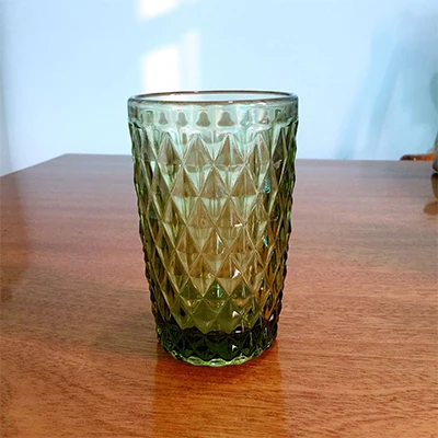 350ml Green C Милая Ретро рельефная стеклянная чашка Бытовая утолщенная термостойкая чайная чашка большая креативная чашка для сока - Цвет: 350ml Green C