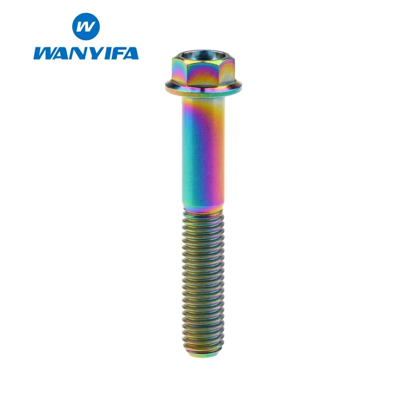 M8x50 Rainbow Wanyifa M8x15 20 25 30 35, 40 45 50 55 60 65 мм с коротким фланцем Головкой Винт С Титановым болтом для велосипедного тормоза Титан Радуга Цвет - Цвет: M8x50 Rainbow