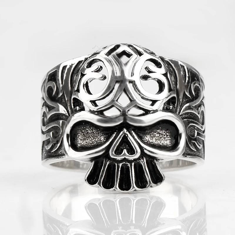925 пробы Серебряное мужское кольцо с черепом полые маски злой демон глаза
