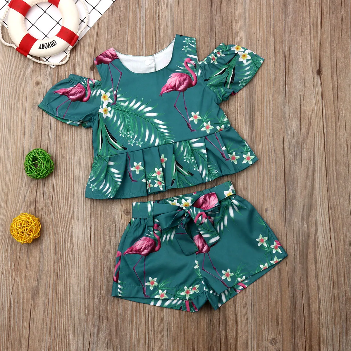 Детский летний комплект из 2 предметов футболка с открытыми плечами и юбка