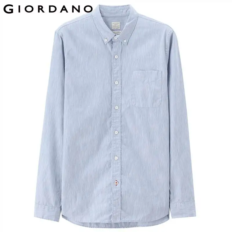 Giordano мужские рубашки с длинным рукавом однотонный хлопковый воротник хит продаж