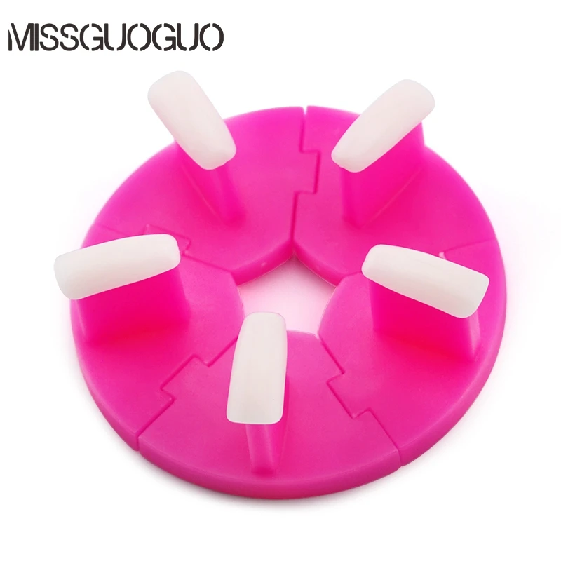 

Круглый пластиковый наконечник с 5 шт. наконечников для практического использования демонстрация накладных ногтей подставка для тренирово...