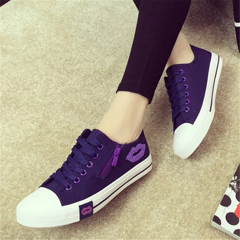 Tfaland/трендовая Женская парусиновая обувь с красными губами женская прогулочная