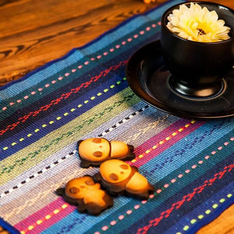 online 100 Pçs Moderno Retângulo Placemats De Algodão Mesa Pastoral Tarja Mesa Acessórios Tecido Decoração Da Mesa Za6230