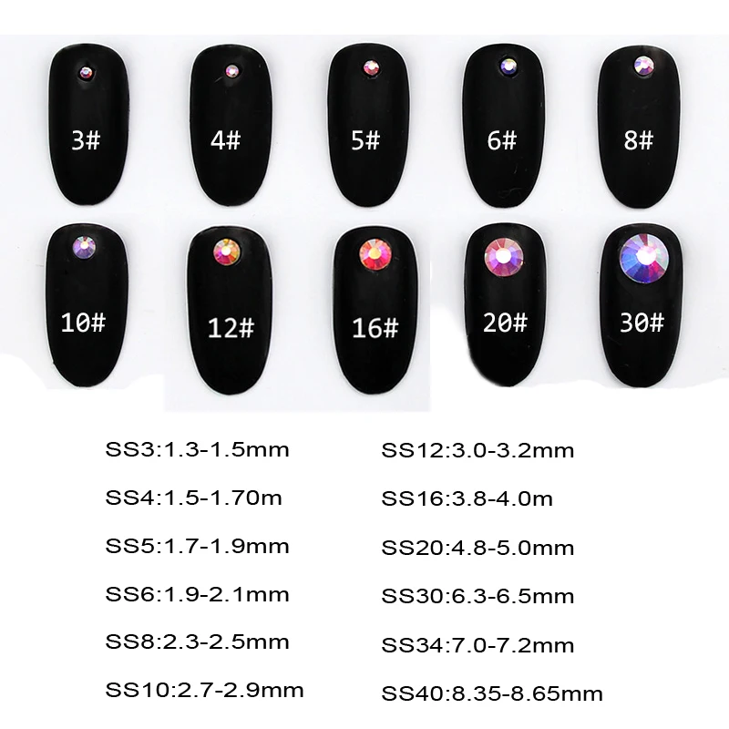 Стекло без горячей фиксации все размеры страз Синий Циркон AB дизайн ногтей