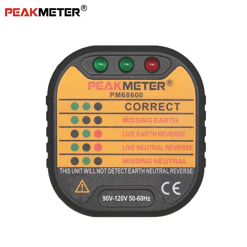 PEAKMETER PM6860B Портативный 90 В-120 В электрическая США Plug Разъем тестер автоматический выключатель Finders Напряжение детектор для обеспечения линии