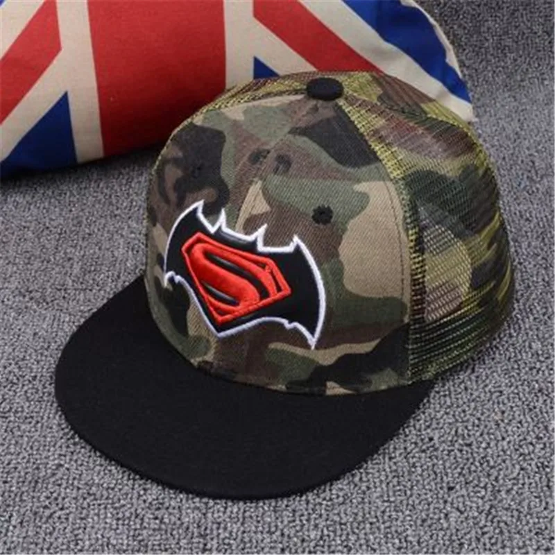 Spiderman Superman Batman Captain America logo children's embroidery hip hop hat Boy girl children baseball cap | Аксессуары для