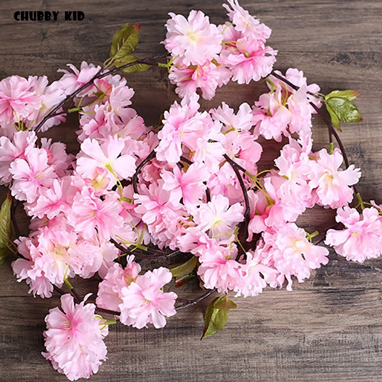 12 шт./лот! Оптовая продажа 100% искусственные цветы вишни Hi-Q лоза свадебная арка