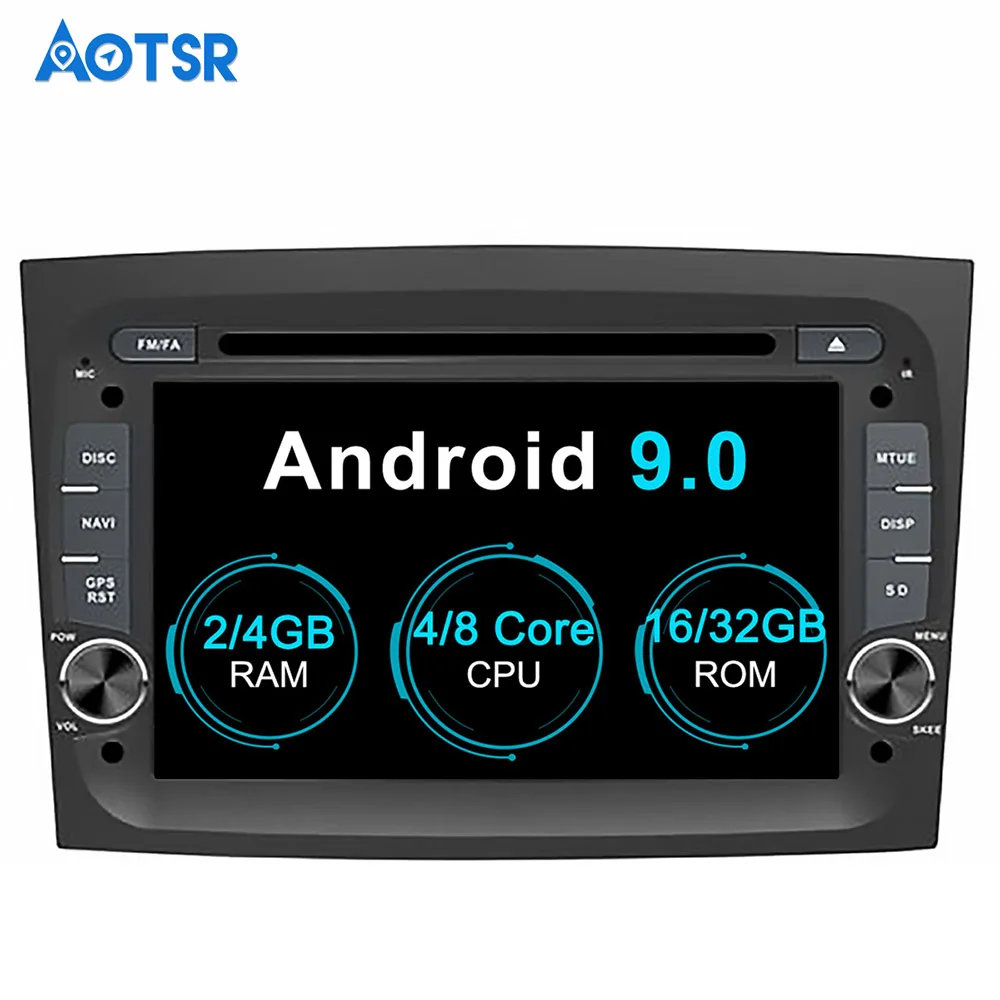 Автомобильный DVD-плеер Aotsr Android 9 0 с GPS-навигацией для FIAT DOBLO 2016 2017 2018 мультимедийный
