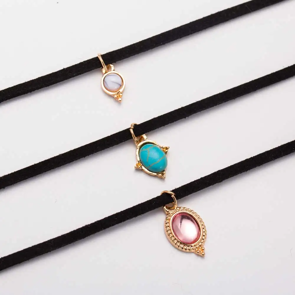 FAMSHIN 3 шт набор чёрный бархатный в стиле панк полоску Чокеры с камнями ожерелье s