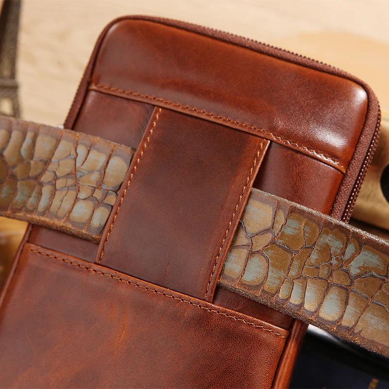 YIANG Brand Men's Waist Packs Genuine Leather Soft Small Pocket New Bag Sling Cigarette 4.5~6.0 inch Phone |