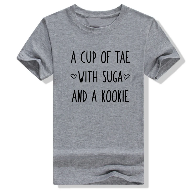 KPOP/футболка A CUP OF TAE WITH Suga AND Kookie модная футболка унисекс в Корейском стиле с
