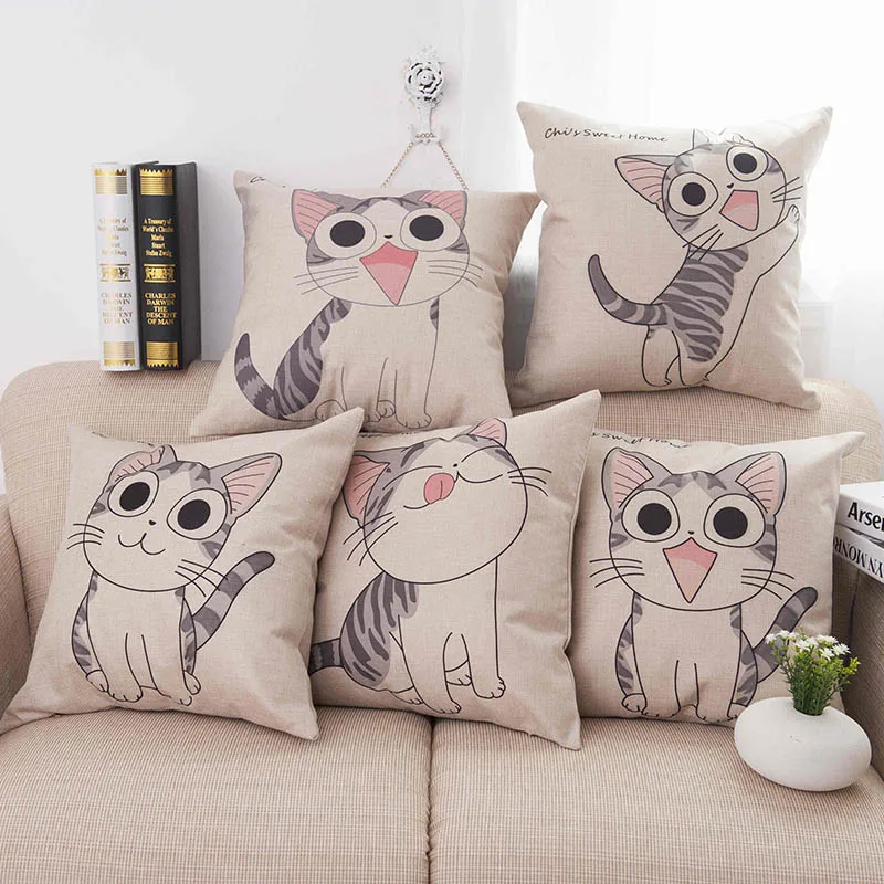 

Очаровательная киска кошка чис милый домашний принт квадратная льняная хлопковая наволочка симпатичная наволочка для подушки декоративна...