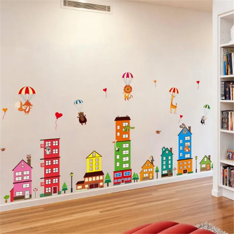 Idfiaf Съемный DIY животных стены замка наклейки домашнего декора для детей номеров