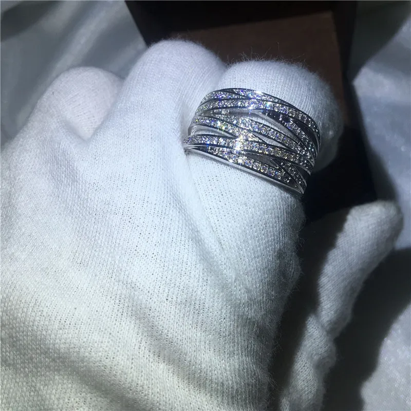 Luxury Women Fashion jewelry AAAAA zircon Cz White Gold Filled Cross Engagement wedding band ring for women men Gift | Украшения и