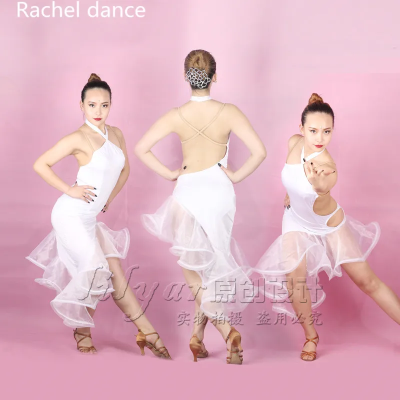 Женское платье для латинских танцев с открытой спиной из полиэстера сальсы самбы