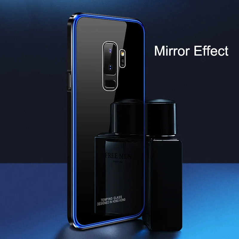 Роскошный Жесткий стеклянный чехол для телефона samsung Galaxy S9 S9 Plus S9+ металлический бампер+ покрытие PC Edge чехол для samsung S9Plus