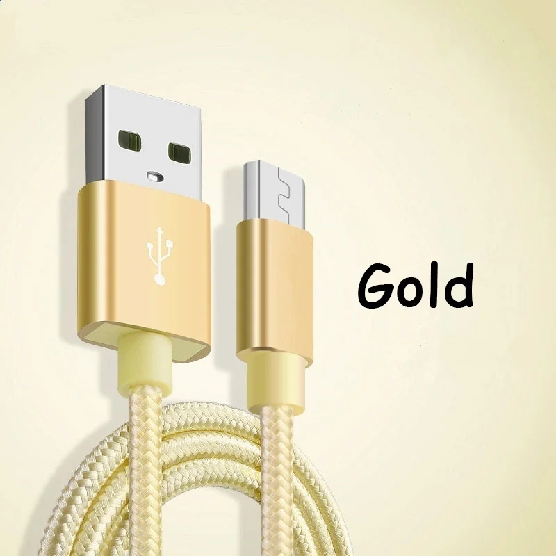 Золотой Micro USB кабель 2A Быстрая зарядка USB кабель передачи данных телефона для samsung Galaxy S2 S3 S4 S6 S7 край samsung J2 J3 J5 J7 кабели - Цвет: Золотой