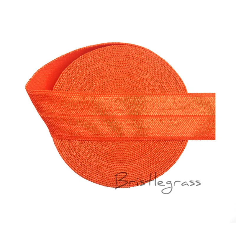 Autumn Orange Щетина, 5 ярдов, 3/4 дюйма, 20 мм, однотонное, с оборками, эластичная, спандекс, сатиновая лента, детское платье с повязкой, пачка, кружевная отделка, сделай сам, шитье - Цвет: Autumn Orange
