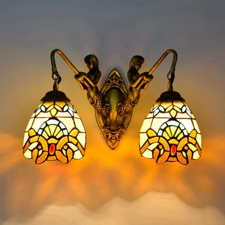 

tiffany fashion European style wall lamp Baroque Bohemia Mermaid mirror light fashion rustic bed-lighting lamps