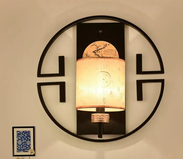 

Chinese bedside bedroom antique wall lamp modern simple creative hotel aisle wall lamp living room ZS87