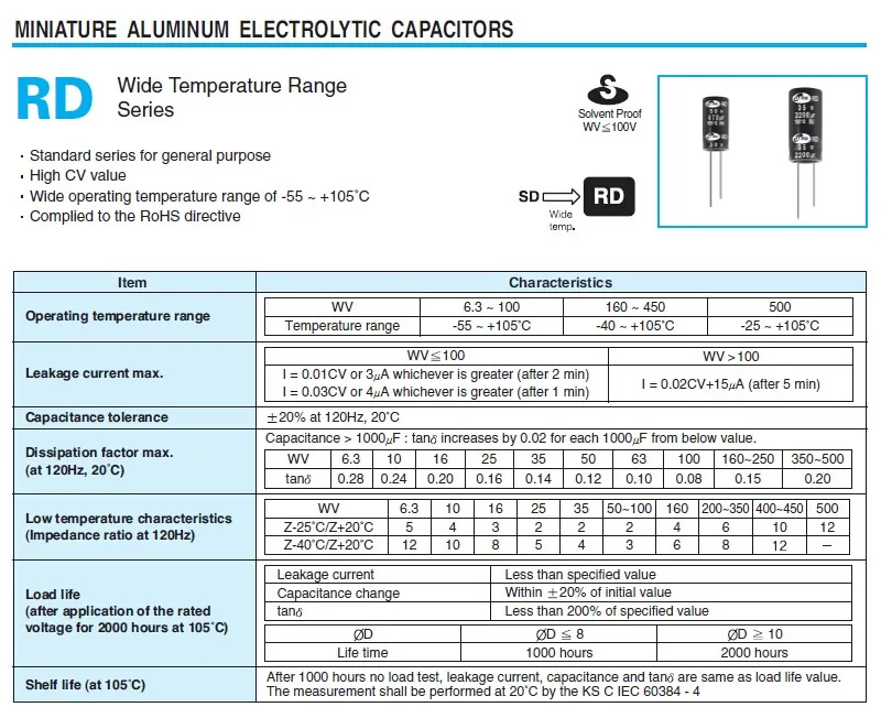 5 шт./50 шт. 2200 мкФ 6,3 V SAMWHA RD серия широкий Температура диапазон 10x20 мм 6.3V2200uF Алюминий электролитический конденсатор с алюминиевой крышкой