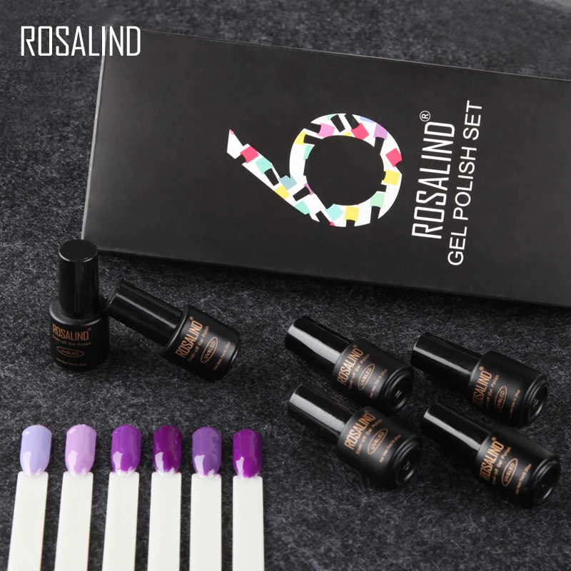 (6 шт./лот) набор гель-лаков ROSALIND инструмент впитывающий чистый цвет лак для ногтей
